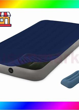 Bs надувной матрас intex best mix 64106-3, 76 x 191 x 25 см с наматрасцем-чехлом, подушкой, насосом. о bas77/n