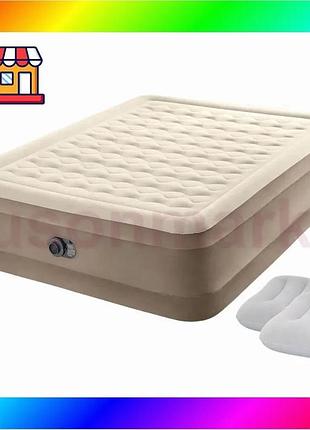 Bs надувная кровать intex best mix 64428-2, 152 х 203 х 46 см, встроенный электрический насос, подушки bas77/n