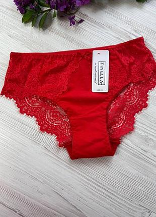Трусики женские из хлопка декорированы кружевом от бренда finella 90789