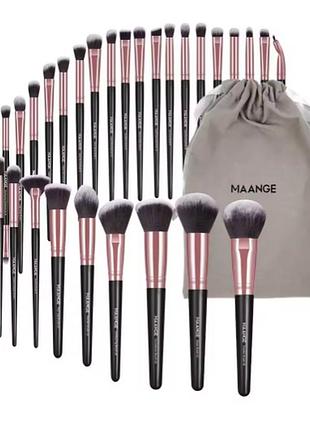 Большой набор профессиональных кистей для макияжа maange, 30 штук, black gold, в брендовом мешочке