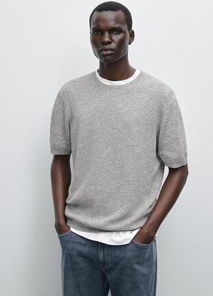 Трикотажная футболка из хлопка и льна massimo dutti