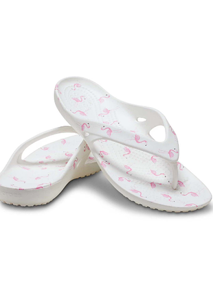 Crocs шлепки шльопанцы вьетнаки kadee ii graphic flip flops white flamingo