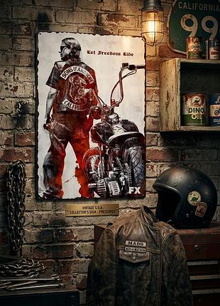 Металлическая винтажная табличка сыны анархии sons of anarchy – 42x30 см