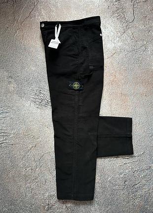 Штани stone island loose fit organic cotton moleskin pants black