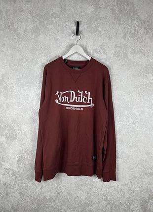 Чоловічий коричневий світшот von dutch original, розмір l