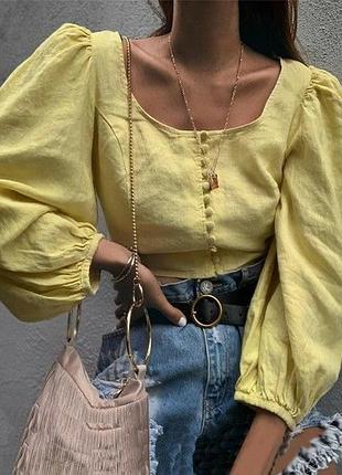 Блуза топ женская лён стильная классная модель h&m