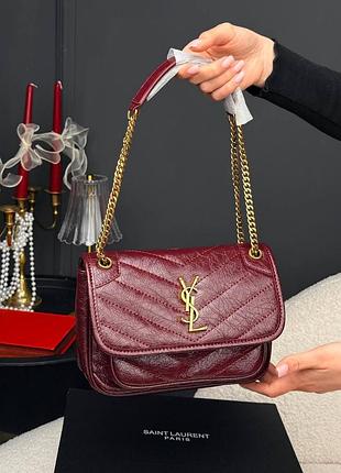 Жіноча сумка преміум niki vintage leather in burgundy / gold