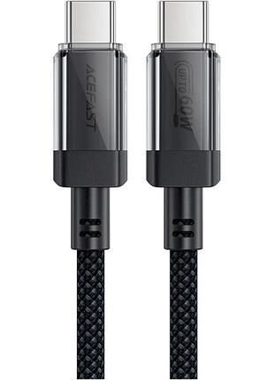 Кабель acefast c12-03 usb 2.0, usb-c — usb-c, 1.2 м, 60w, 3a, сталевий з нейлоном, чорний