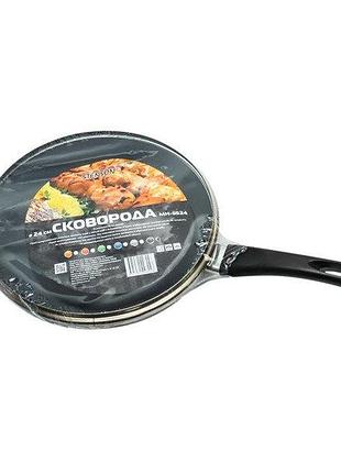 Сковорода антипригар stenson mh-0623 d22см із кришкою скло black