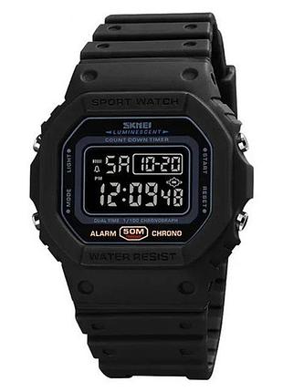 Часы наручные с подсветкой skmei 1628bkbk 5 atm 44 мм black
