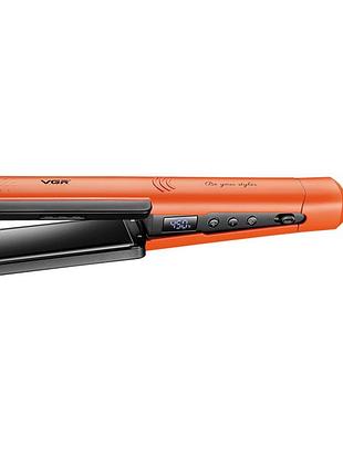 Выпрямитель для волос vgr v-550 orange керамическое покрытие 100-230°c led дисплей 70 вт