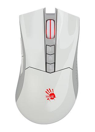 Игровая мышь a4tech bloody r90 plus, беспроводная, аккумуляторная, 5000 dpi, greyish white