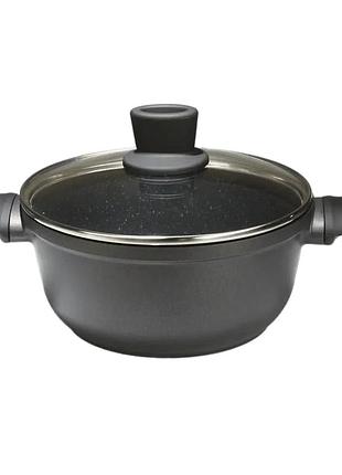 Кастрюля со стеклянной крышкой tiross ts1292 28см 5,9л черный