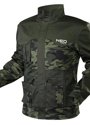 Робоча куртка neo tools camo посилена oxford розмір s камуфляж (81-211-s)