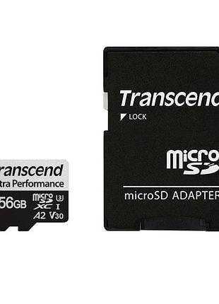 Карта памяти transcend 256gb microsd с sd переходником 340s c10 uhs-i u3 (ts256gusd340s)