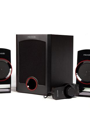 Акустическая система 2.1 microlab m-111 12вт 2хrca 3.5mm черная с красным