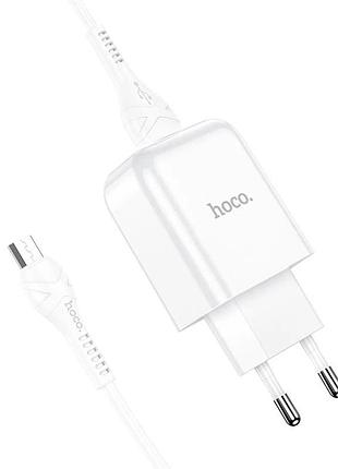 Адаптер сетевой зарядное устройство hoco micro usb cable vigour n2 1usb 2.1a белый