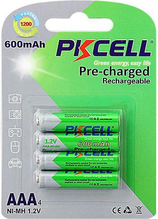 Аккумулятор aaa pkcell aaa600-4b 600mah 1.2v ni-mh rtu rechargeable battery 4 шт