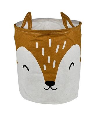 Корзина для хранения игрушек stenson animals с рисунком лисы, полиэстер, 35x40 см, белая
