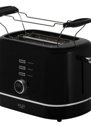Тостер кухонний adler ad 3224 black 850w 2 слоти 7 рівнів підрум’янення решітка для підігріву булочок