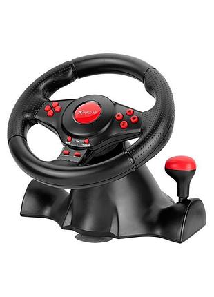 Игровой руль с педалью xtrike me gp-903 game racing wheel черный