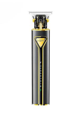 Триммер аккумуляторный vgr v-009 4 насадки led подсветка черный золотой