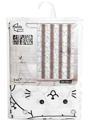 Шторка в ванную stenson r88796 kitty – 180×180 см, с кольцами, принт «китти»