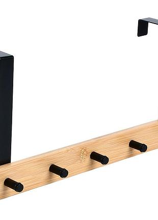Вешалка на дверь stenson r100824-5 навесная 5 крючков 34×17 см коричневый с черным