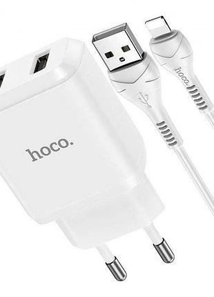 Зарядное устройство hoco lightning cable speedy dual port charger set n7 | 2usb, 5v/2.1a | white