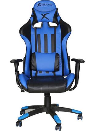 Игровое кресло xtrike me gc-905bu: для геймеров до 135 кг, черное с синим