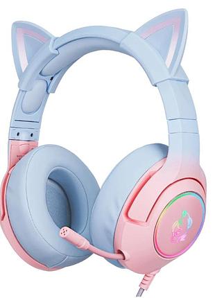 Ігрові навушники onikuma gaming cat gradient with rgb k9 |7.1| pink&amp;blue