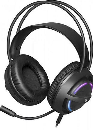 Игровая гарнитура defender 64595 dexter rgb 2м usb 2x3.5mm jack черная