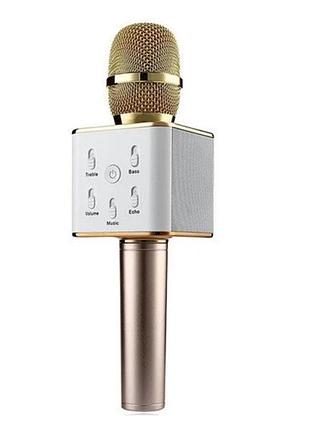 Беспроводной караоке микрофон с встроенными динамиками bluetooth usb q7 utm gold