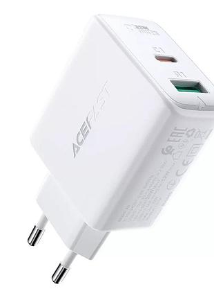 Зарядний пристрій acefast a5 pd 32вт (type-c+usb) white