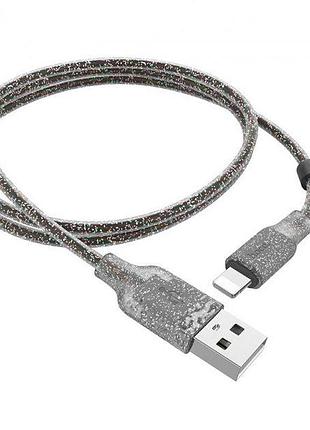 Кабель hoco lightning star galaxy silicone u73 1.2м 2.4a серый