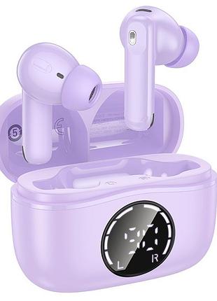 Наушники hoco eq22 singer tws с bluetooth, led-дисплеем и активным шумоподавлением, фиолетовый