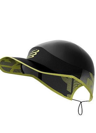 Кепка compressport pro racing, черная с белым узором для защиты от солнца