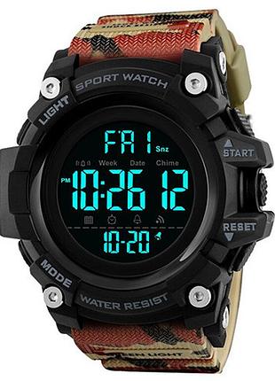 Часы наручные мужские с подсветкой skmei 1384cmrd 5atm 54mm black/red-camo