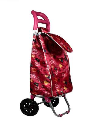 Сумка на колесах stenson mh-1901 34×27×94 см до 25 кг рожевий для покупок і перевезення речей