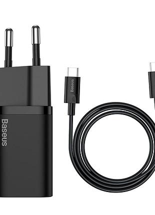 Зарядний пристрій baseus type-c to type-c cable super si quick charger | 1type-c, 3a/25w, pd/qc|(tzccsup-l01) black