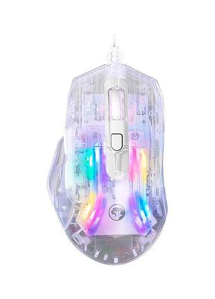 Мышь компьютерная проводная marvo mistic 40 programmable wired mouse m413 rgb-подсветка 1200/7200dpi прозрачный