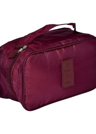 Сумка-несесер дорожня з ручкою r98946 26,5×13×10 см текстиль бордова