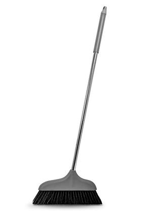 Метла stenson r94738 с металлической ручкой, длина 116 см, цвет серый, для уборки полов и больших поверхностей