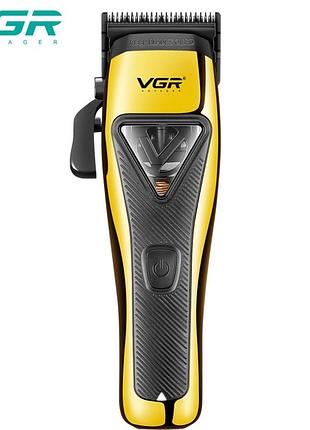 Аккумуляторная машинка для стрижки vgr v-015 6 магнитных насадок/9000 rpm/2500mah/led display/ipx7/gold (00000009016)