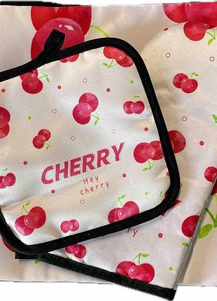 Кухонный набор stenson r89670 (перчатка, прихватка, фартук) 3 пр/наб cherry