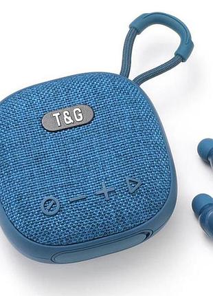 Портативная bluetooth колонка tg813 ipx5 с наушниками blue