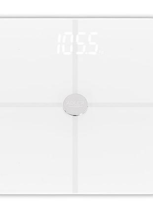Підлогові аналітичні ваги adler ad 8187 — bluetooth, fitgo, загартоване скло, 180 кг, white