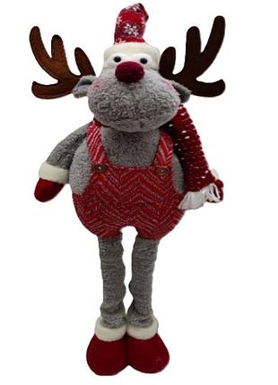 Новогодняя декоративная фигура магическо-новогодня m17285-b "deer" в новогоднем наряде и ногами телескоп 46-78 см