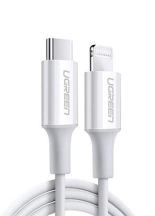 Кабель usb 2.0 type-c m-lightning m ugreen us171 2м 3a nickel plating abs shell білий