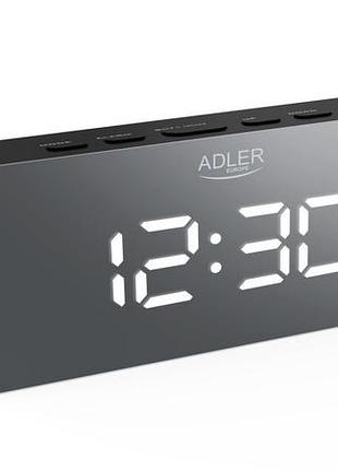 Часы-будильники adler ad 1189 черный с питанием от usb и батареек с подсветкой дисплея